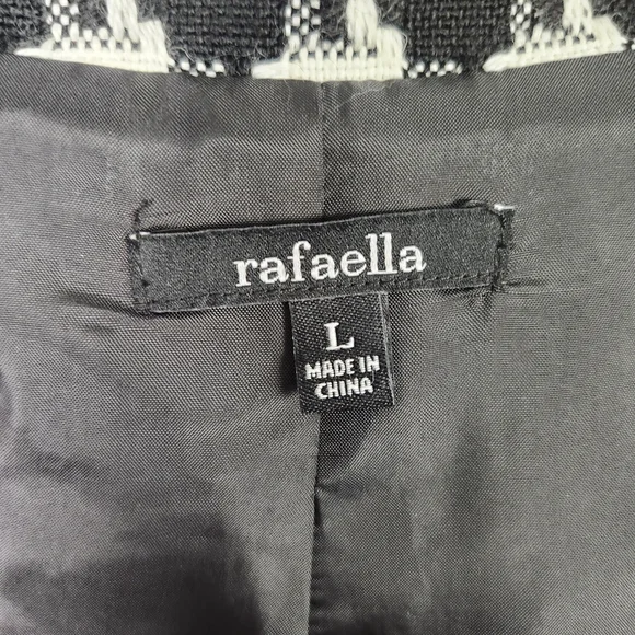 NWOT Rafaella Black & White Plaid Wool Blend Longline Blazer Jacket Size L #0525 - Picture 9 of 11